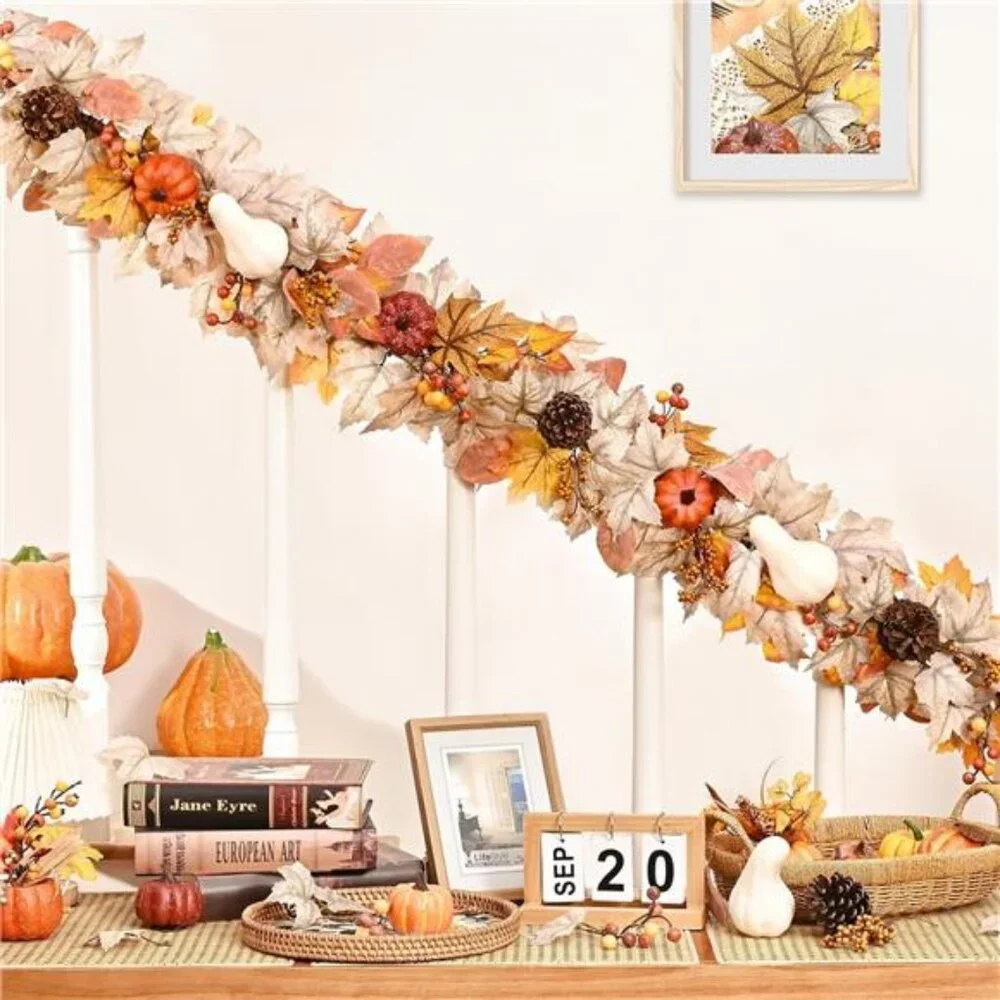 Fall Decorations for Home, 5.9Ft Fall Garland for Mantle, Fall Leaves Garland